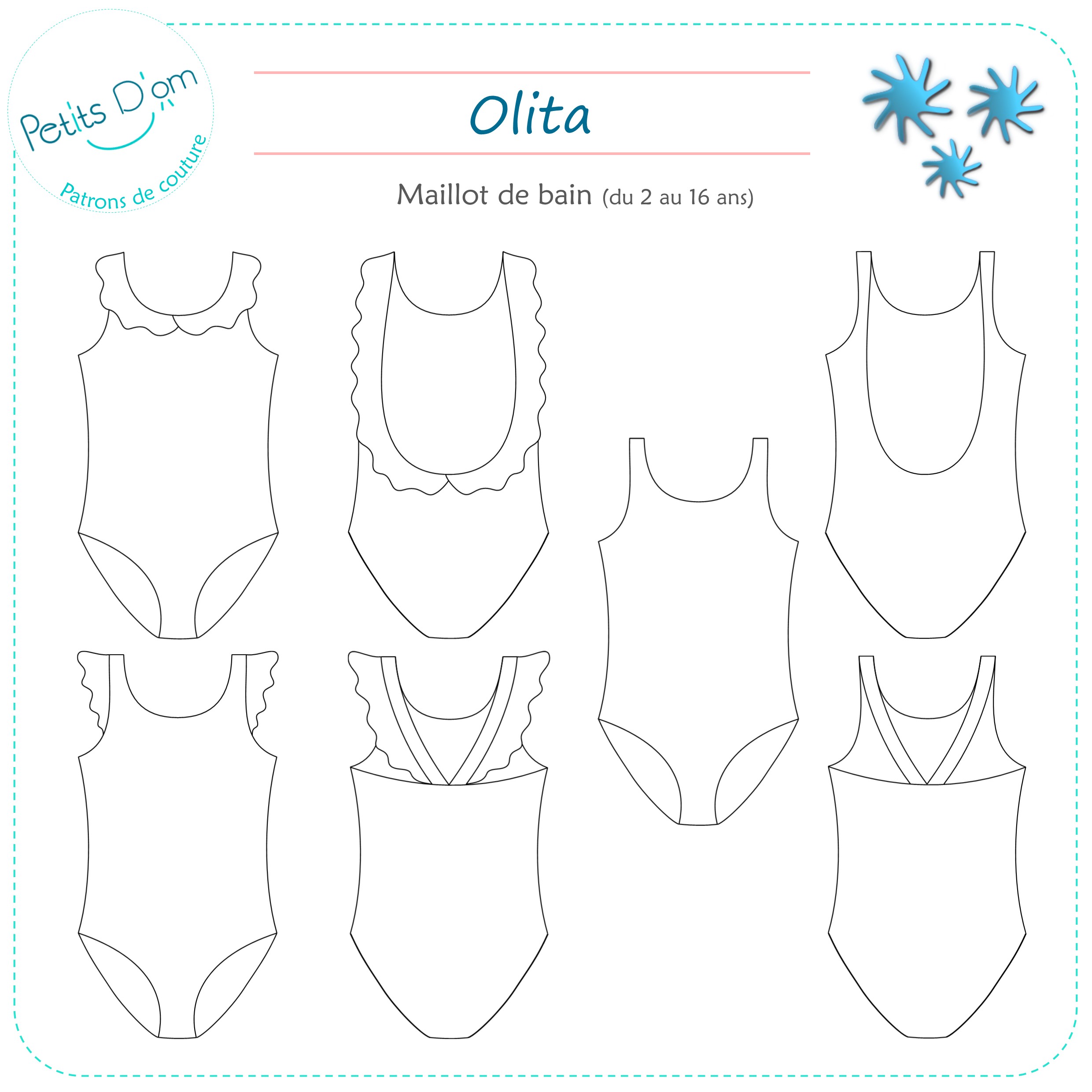 OLITA – Patron maillot de bain fille du 2 au 16 ans - Petits D'om